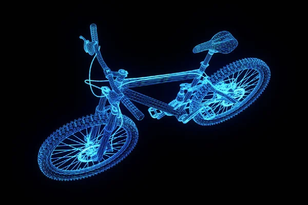 Hologram tel kafes tarzı dağ bisikleti. Güzel 3d render