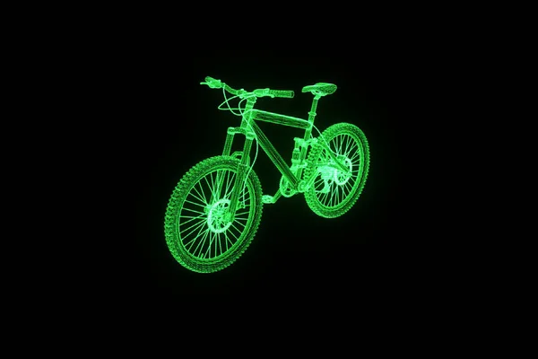 Mountain Bike em holograma Wireframe Style. Boa renderização 3D — Fotografia de Stock