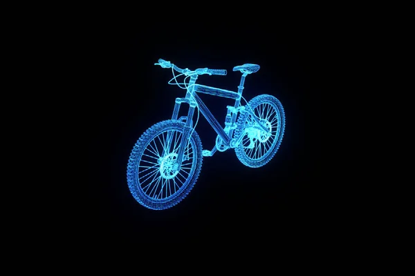 Mountain Bike em holograma Wireframe Style. Boa renderização 3D — Fotografia de Stock