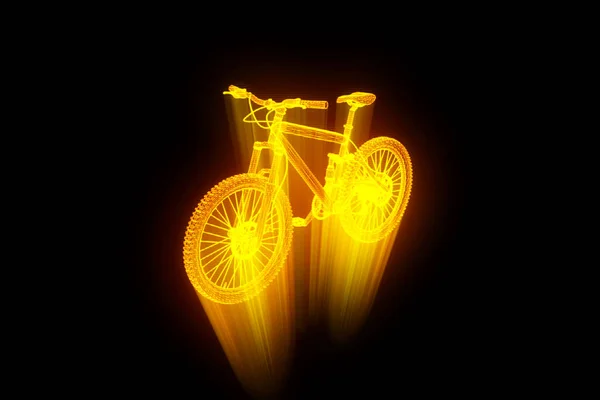 Hologram tel kafes tarzı dağ bisikleti. Güzel 3d render — Stok fotoğraf
