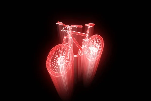 Bicicleta de montaña en estilo Holograma Wireframe. Niza 3D Rendering —  Fotos de Stock