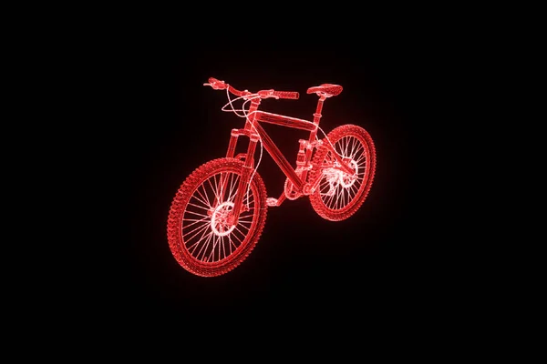山地自行车在全息图线框风格。漂亮的 3d 渲染 — 图库照片