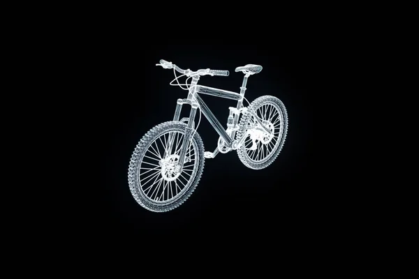 홀로그램 와이어 프레임 스타일에 산악 자전거입니다. 멋진 3d 렌더링 — 스톡 사진