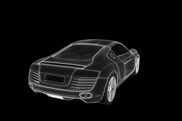 Racing Car Hologram Wireframe. Nice 3D Rendering