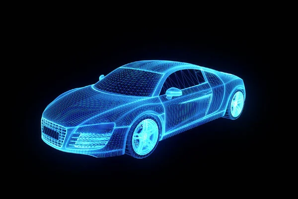 Race auto Hologram draadframe. Mooie 3D-Rendering — Stockfoto