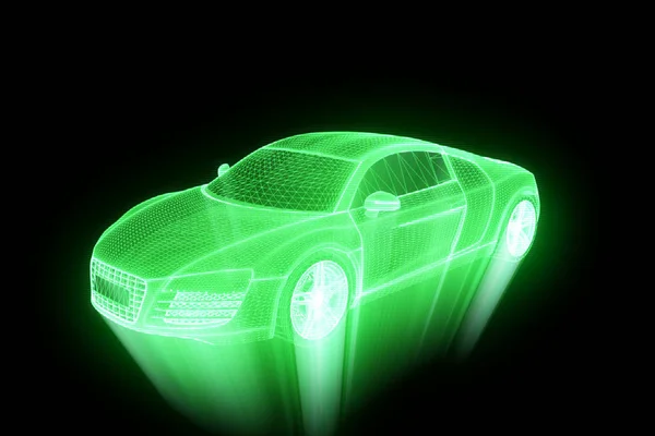 Racing Car Hologram Wireframe. Nice 3D Rendering