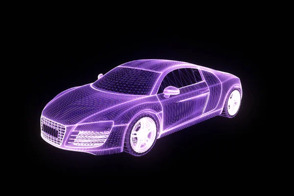 Automovilismo Holograma Wireframe. Niza 3D Rendering —  Fotos de Stock