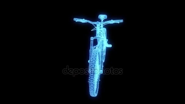 Mountain Bike in stile ologramma Wireframe. Rendering 3D piacevole — Video Stock