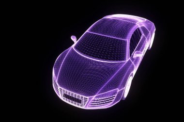 Yarış araba Hologram tel kafes. Güzel 3d render