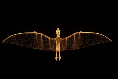 Dinozor Pteranodon Hologram tel kafes tarzı. Güzel 3d render