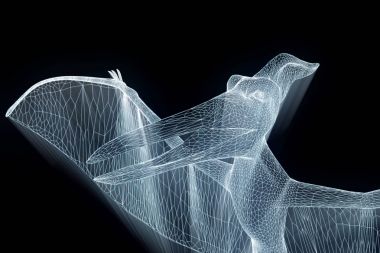 Dinozor Pteranodon Hologram tel kafes tarzı. Güzel 3d render