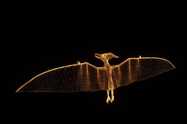 Dinozor Pteranodon Hologram tel kafes tarzı. Güzel 3d render
