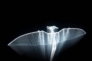 Dinozor Pteranodon Hologram tel kafes tarzı. Güzel 3d render
