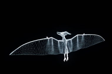 Dinozor Pteranodon Hologram tel kafes tarzı. Güzel 3d render