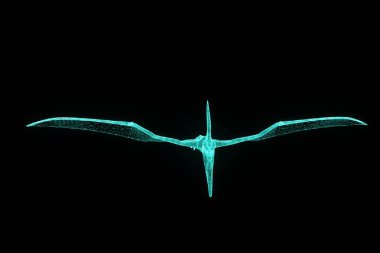 Dinozor Pteranodon Hologram tel kafes tarzı. Güzel 3d render