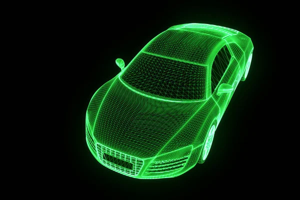 Racing Car Hologram Wireframe. Nice 3D Rendering