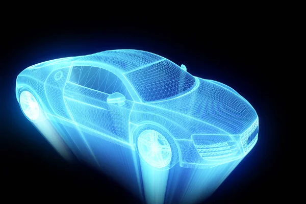 Yarış araba Hologram tel kafes. Güzel 3d render