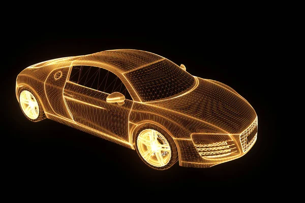Corse auto ologramma Wireframe. Rendering 3D piacevole — Foto Stock
