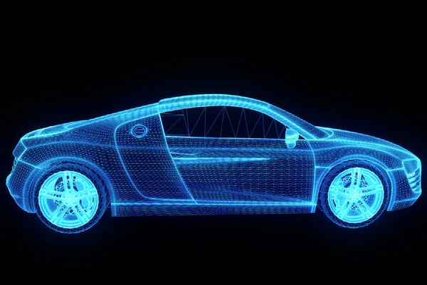 Racing Car Hologram Wireframe. Nice 3D Rendering