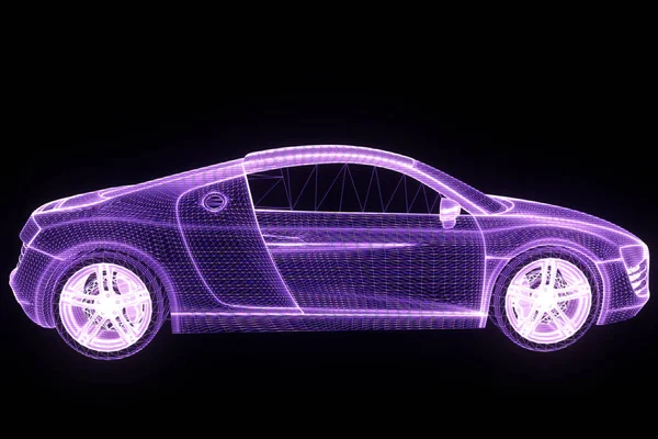 Racing Car Hologram Wireframe. Nice 3D Rendering — Stock Photo, Image