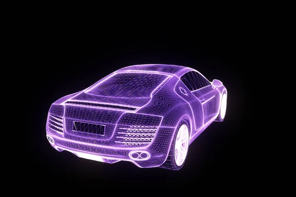 Голограмма гоночных автомобилей Wireframe. Nice 3D Rendering — стоковое фото