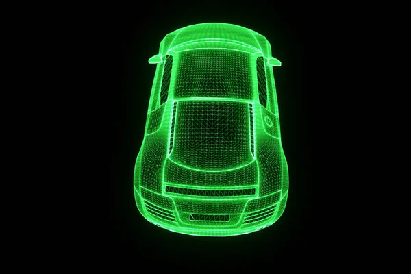 Racing Car Hologram Wireframe. Nice 3D Rendering — Stock Photo, Image