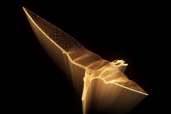 Pteranodon del dinosauro nello stile Wireframe dell'ologramma. Rendering 3D piacevole — Foto Stock