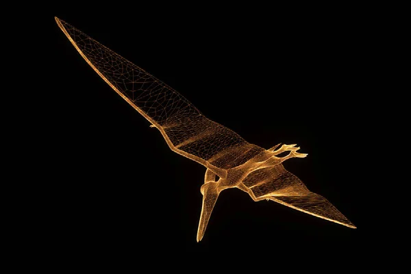 Dinosaurie Pteranodon i hologrammet Wireframe stil. Fina 3d-Rendering — Stockfoto