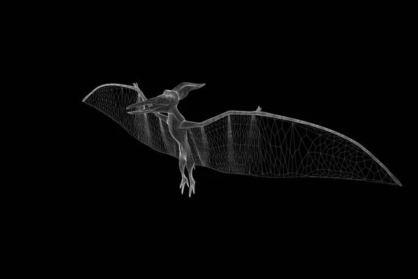 Dinosaur Pteranodon in Hologram Wireframe stijl. Mooie 3D-Rendering — Stockfoto