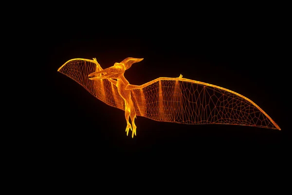 ホログラム ワイヤ フレーム スタイルで恐竜プテラノドン。素敵な 3 d レンダリング — ストック写真