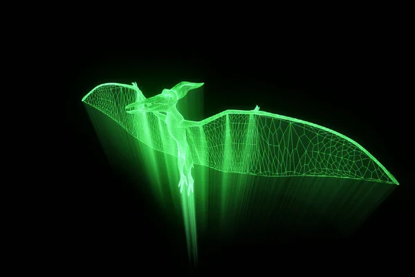 Dinozor Pteranodon Hologram tel kafes tarzı. Güzel 3d render — Stok fotoğraf