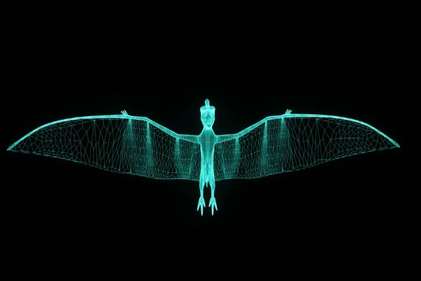 Dinosaur Pteranodon in Hologram Wireframe stijl. Mooie 3D-Rendering — Stockfoto