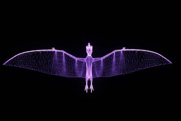 Динозавр Pteranodon в голограму каркасні стилі. Гарний 3d-рендерінг — стокове фото