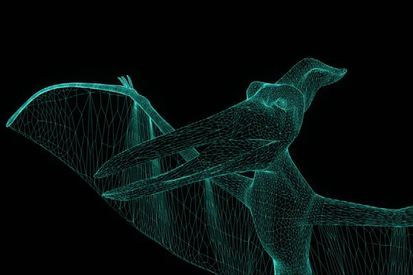 Dinozor Pteranodon Hologram tel kafes tarzı. Güzel 3d render