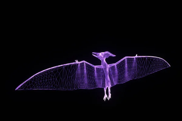 Pteranodon dinozaurów w stylu model szkieletowy Hologram. Ładne renderowania 3d — Zdjęcie stockowe