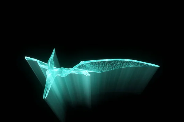 Dinosaurierpteranodon im Hologramm-Wireframe-Stil. schönes 3D-Rendering — Stockfoto