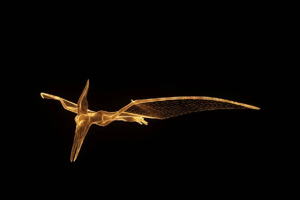 Dinosaur Pteranodon in Hologram Wireframe Style. Niza 3D Rendering —  Fotos de Stock