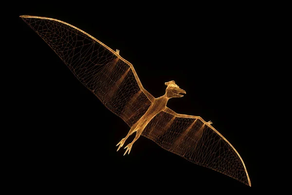 공룡 Pteranodon 홀로그램 와이어 프레임 스타일입니다. 멋진 3d 렌더링 — 스톡 사진