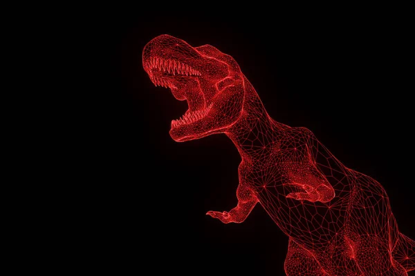 Dinosauro TRex in stile ologramma Wireframe. Rendering 3D piacevole — Foto Stock