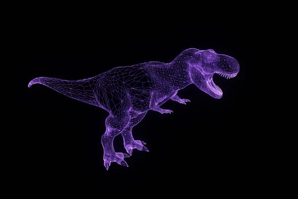 Dinosauro TRex in stile ologramma Wireframe. Rendering 3D piacevole — Foto Stock