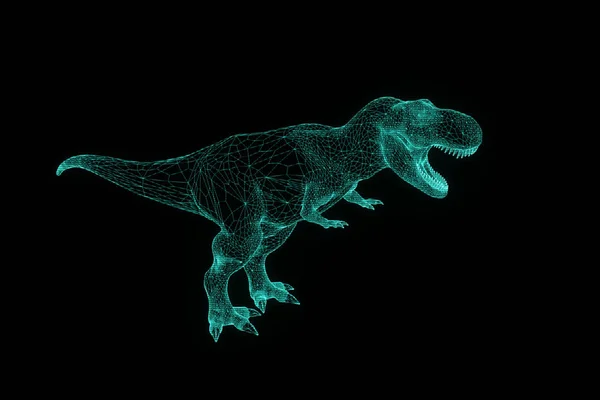 Dinosaur TRex in Hologram Wireframe Style. Nice 3D Rendering — Stock Photo, Image
