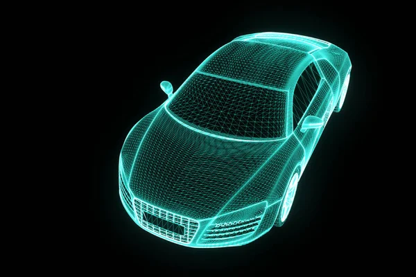 Carro de corrida holograma Wireframe. Boa renderização 3D Imagem De Stock