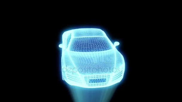 Hologramm-Drahtgestell für Rennwagen. schönes 3D-Rendering — Stockvideo