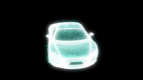 Hologramme de voiture de course Wireframe. Belle rendu 3D — Video