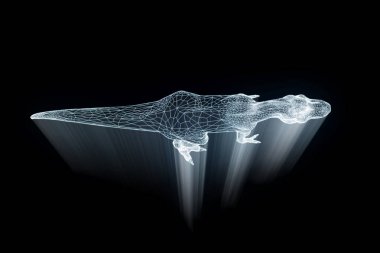 Dinozor Trex Hologram tel kafes tarzı. Güzel 3d render