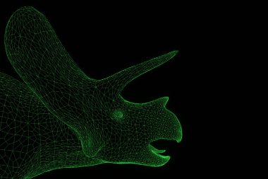 Triceratops Hologram tel kafes tarzı. Güzel 3d render