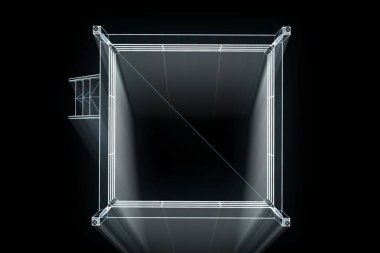 Boks ringe Hologramın tel kafes. Güzel 3d render