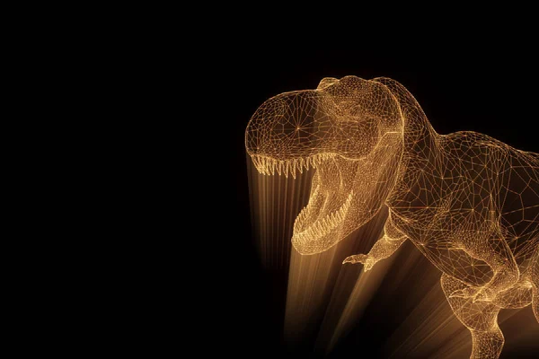 Dinozor Trex Hologram tel kafes tarzı. Güzel 3d render — Stok fotoğraf