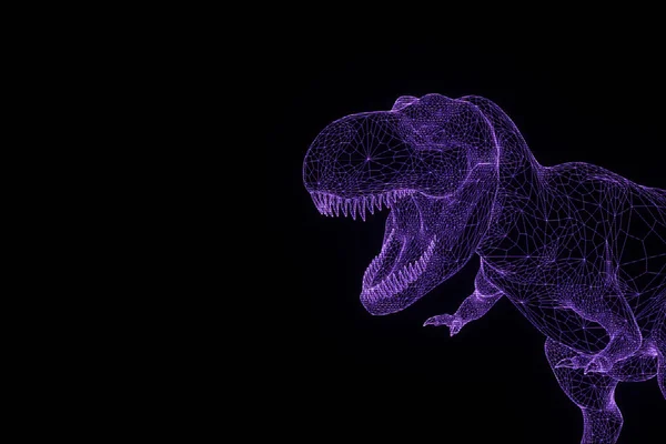 Dinozor Trex Hologram tel kafes tarzı. Güzel 3d render