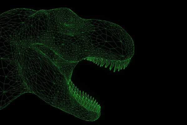 Dinosauro TRex in stile ologramma Wireframe. Rendering 3D piacevole — Foto Stock